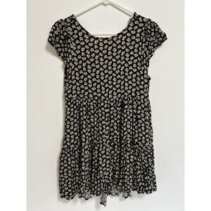American Eagle Daisy Dress Small Ruffle Tiered Boho‎ Cottage Black Short